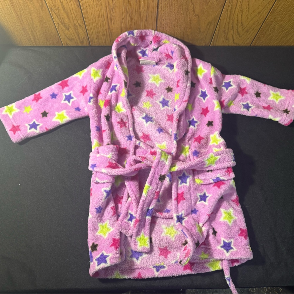 Pink Star Patterned Robe‎ 3T